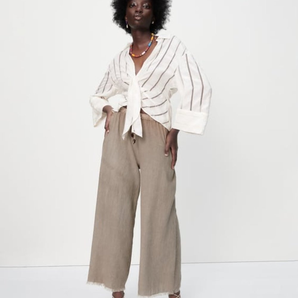 NWT ZARA PLEATED DRAPED BLOUSE